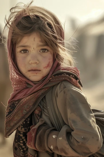 Child in disaster area