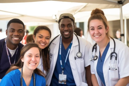 Healthcare workers in medical tent